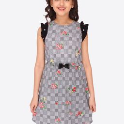 CUTECUMBER Girls Black Floral Printed Dress-image-29