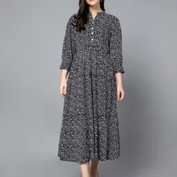 Cantabil Printed Tiered Midi Dress-55