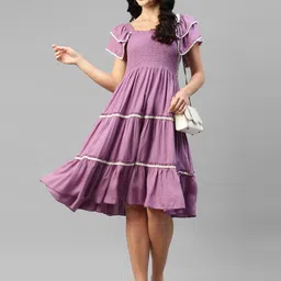 DEEBACO Flutter Sleeves Smocked Tiered Empire Dress-picture-39