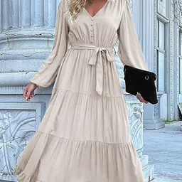 StyleCast V-Neck Tie-Up Tiered Maxi Fit & Flare Dress-picture-25