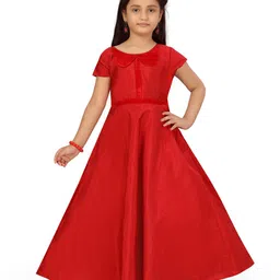 BAESD Girls Round Neck Cap Sleeve Bow Pure Cotton Maxi Dress-picture-53