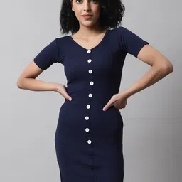 NoBarr Above Knee Short Sleeves Cotton Jumper Dress-image-37