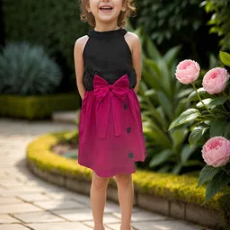 A.T.U.N. Girls Colourblocked Round Neck Sleeveless Fit & Flare Dress-54