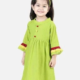 BownBee Girls Mandarin Collar Fit & Flare Dress-picture-41