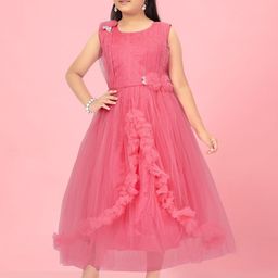 BAESD Girls Embellished Round Neck Sleeveless Ruffled Fit & Flare Maxi Dress-image-64