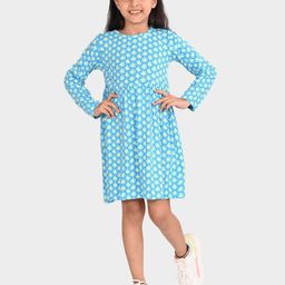BONKIDS Girls Polka Dot Printed Cotton Fit & Flare Dress-11