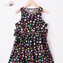 Ed-a-Mamma Girls Polka Dot Printed Cotton Fit & Flare Dress-picture-32