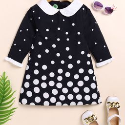 YK Girls Polka Dot Printed Peter Pan Collar A-Line Dress-image-91