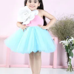 THE LITTLE CELEBS Girls Colourblocked Fit & Flare Dress-image-25