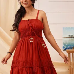 QUIERO Women Pleated Fit & Flare Dress-picture-54