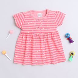 BUMZEE Striped Cap Sleeves Cotton Fit and Flare Dress-image-33