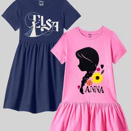 KUCHIPOO Pack of 2 Graphic Print Cotton Fit & Flare Dress-image-40