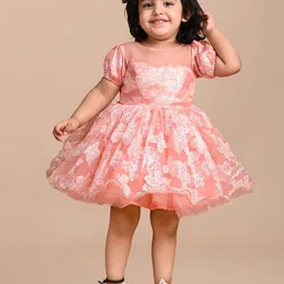 BAESD Girls Floral Printed Net Fit & Flare Dress-image-96