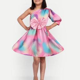 TILISM Girls Print Net Fit & Flare Dress-image-18