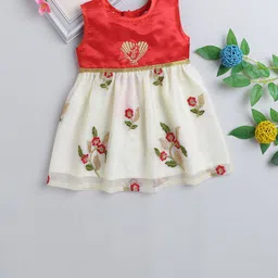 MANY FROCKS & Girls Floral Print Round Neck Sleeveless Fit & Flare Ethnic Dress-picture-58
