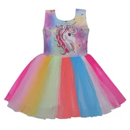 Wish Karo Girls Graphic Printed Net Fit & Flare Dress-picture-15