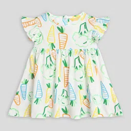 Somersault Infant Girls Conversational Print Flutter Sleeves Cotton Fit & Flare Dress-14
