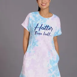 GO DEVIL Typography Printed Cotton Fit & Flare Dress-image-54