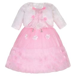 Wish Karo Girls Floral Self Design Fit & Flare Dress With Jacket-picture-16