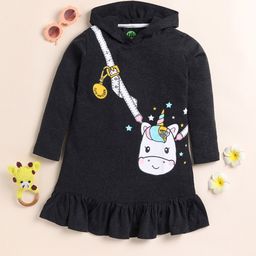 YK Girls Graphic Printed Hooded T-shirt Dress-picture-36