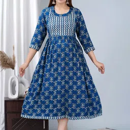 BAESD Ethnic Motifs Printed Maternity Fit & Flare Midi Ethnic Dress-picture-23