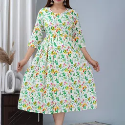 BAESD Floral Printed Maternity Fit & Flare Ethnic Midi Dress-image-40