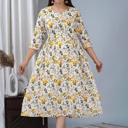 BAESD Floral Printed Maternity Fit & Flare Ethnic Midi Dress-19