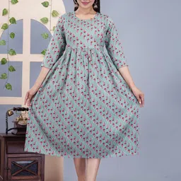BAESD Ethnic Motifs Printed Maternity Empire Ethnic Dress-image-27