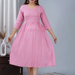BAESD Ethnic Motifs Printed Maternity Fit & Flare Midi Dress-image-55