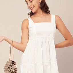 Moomaya Square Neck Sleeveless Tiered Fit & Flare Dress-image-40