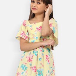 Nauti Nati Girls Floral Print Crepe Fit & Flare Dress-image-101
