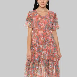 Tulip Eden Floral Printed Flared Sleeve Fit & Flare Dress-image-16