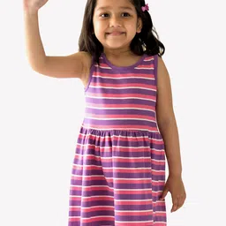 Campana Girls Striped Pleated Cotton Fit & Flare Dress-picture-37