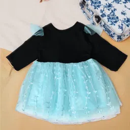 Bella Moda Girls Round Neck Long Sleeves Embroided Fit & Flare Knee Length Dress-19