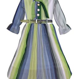 Wish Karo Girls Striped Georgette Fit & Flare Dress-picture-28