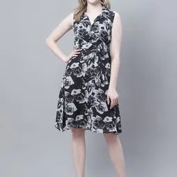 MINI & MING Floral Print Georgette Fit & Flare Dress-picture-17