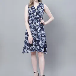 MINI & MING Women Floral Print Georgette Fit & Flare Dress-image-58
