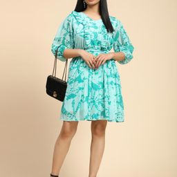 VenderVilla Tie Dyed Georgette Fit & Flare Dress-image-98
