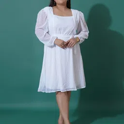 U&F Beyond Women Puff Sleeve Fit & Flare Dress-image-41