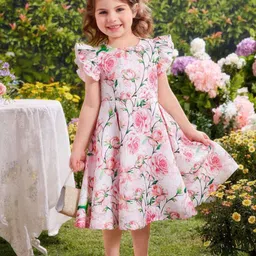 BAESD Floral Print Flutter Sleeve Fit & Flare Dress-15
