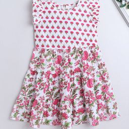 The Magic Wand Girls  Floral Print Flutter Sleeve Fit & Flare Dress-image-1