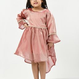 Bella Moda Girls Bell Sleeve Embellished Satin Fit & Flare Dress-image-97