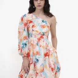 RAREISM Floral Print Puff Sleeve Fit & Flare Dress-image-22