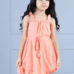 Hola Bonita Girls Ruffled Sleeveless Net Fit & Flare Dress-image-49