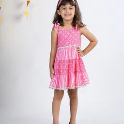 Budding Bees Girls Print Fit & Flare Dress-10