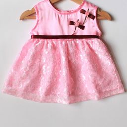 MANY FROCKS & Girls Self Design Satin Fit & Flare Dress-image-93