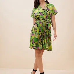 Antheaa Floral Print Crepe Fit & Flare Dress-picture-20