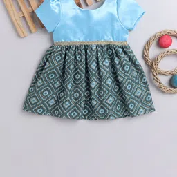 MANY FROCKS & Girls Geometric Printed Satin Fit & Flare Dress-picture-16