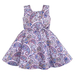 Wish Karo Girls Ethnic Motifs Printed Sleeveless Square Neck Silk Fit & Flare Dress-image-40