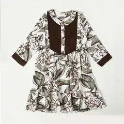 Bella Moda Girls Floral Printed Pure Cotton Fit & Flare Dress-image-97